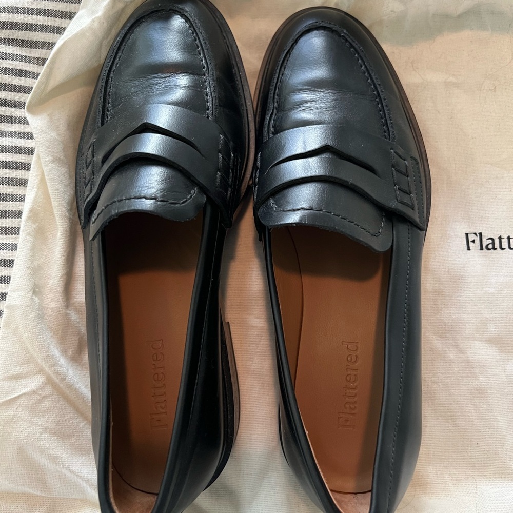 Leather Loafer (Flattered). Worn indoors only, 2-3 times. Dust bags. Size 36.